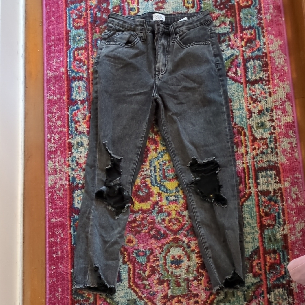 Distressed Dark Gray Jeans